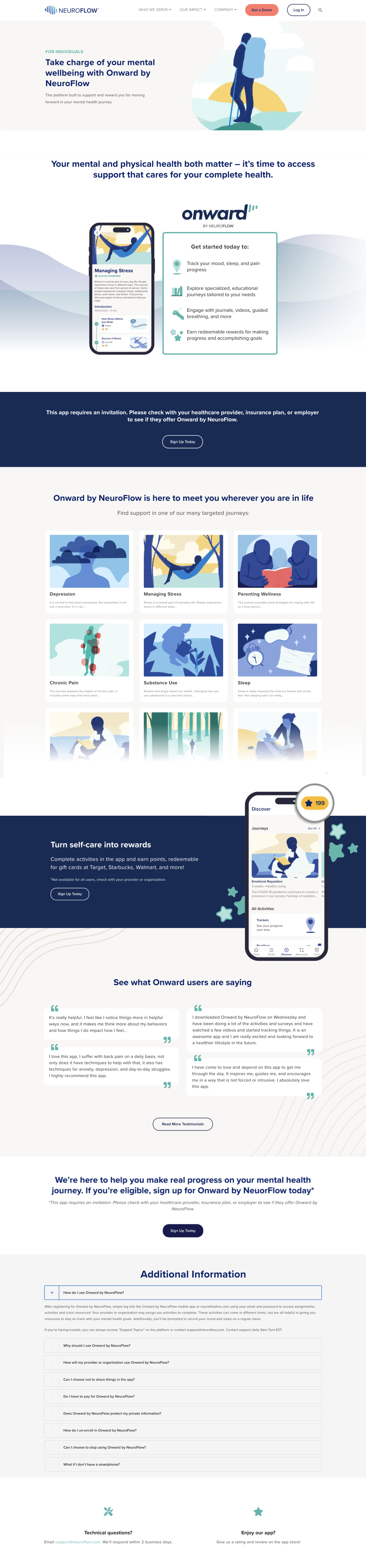 New Onward by NeuroFlow Page