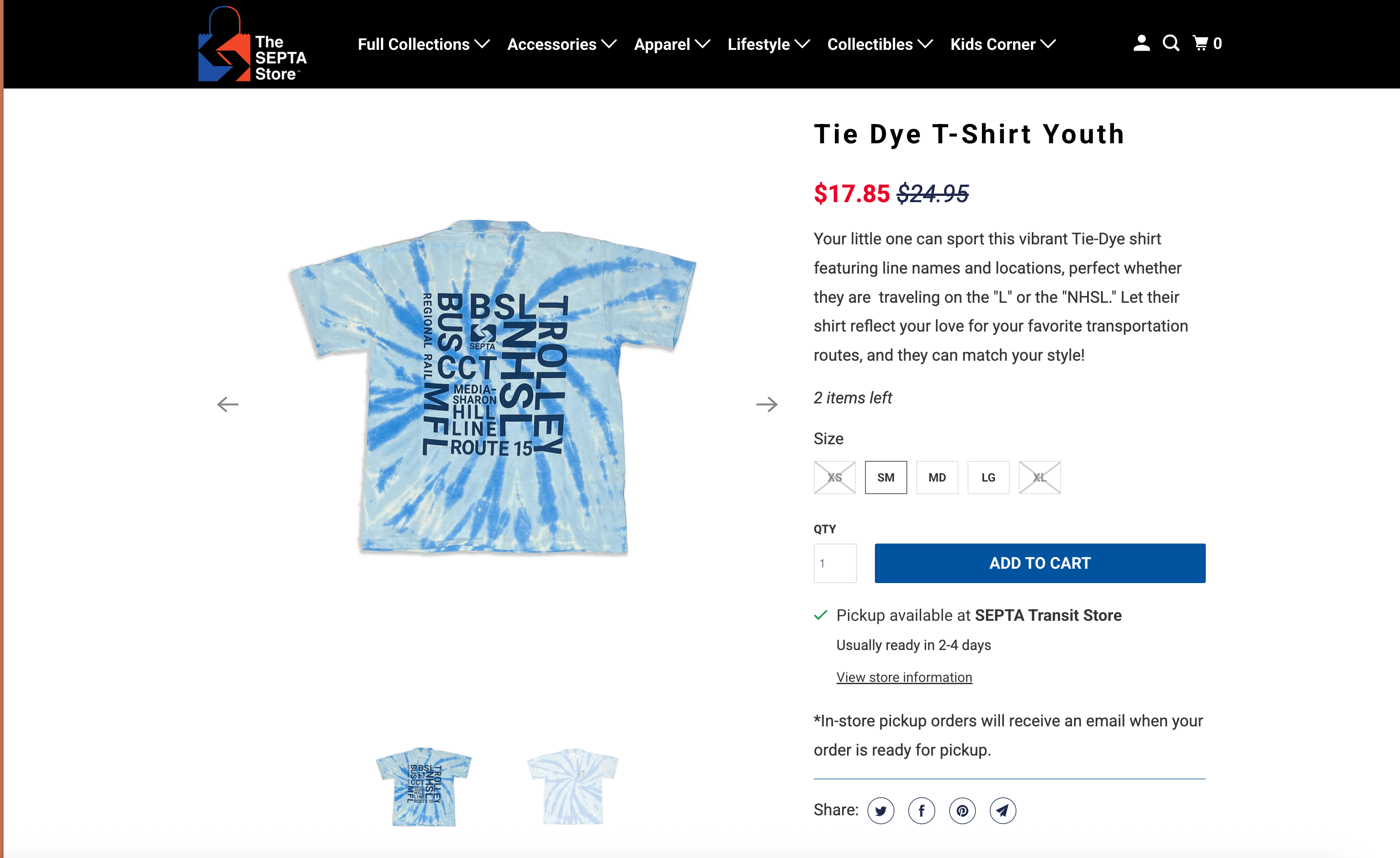 Shirt Listed on SEPTA Store