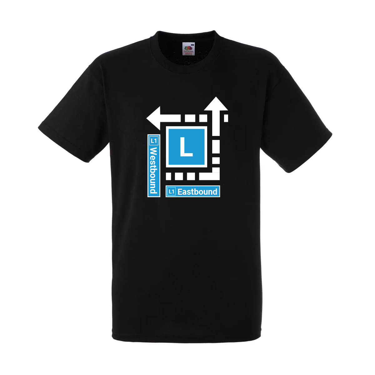 Black t-shirt mockup of MFL design